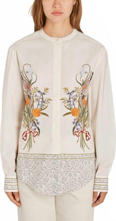 Giambattista Valli Printed Poplin Blouse In Ivory/multi