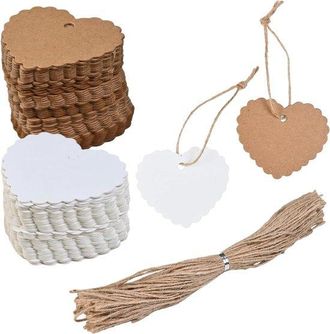 OEM Juego De 200 Etiquetas De Regalo De Papel Kraft Con Forma De Coraz&oacute;n Y 200 Cordeles De Yute, San Valent&iacute;n Y Proyectos De Manualidades Creativas