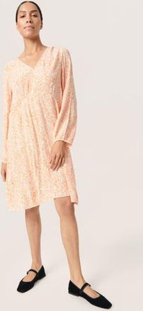 Soaked In Luxury Zaya Knee-Length Long Sleeve Dress in Tangerine Ditsy Print at Nordstrom, Size X-Large