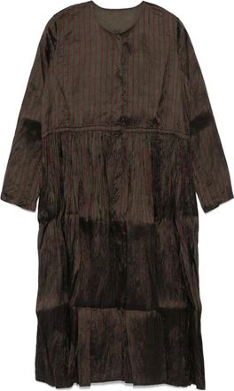Christian Peau striped tiered dress - Brown