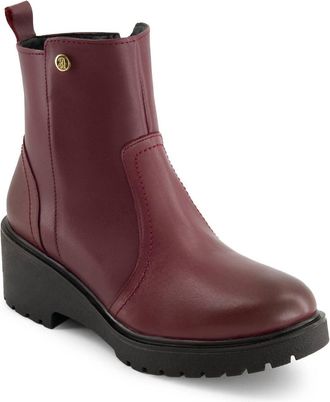 Andrea Womens Leather Chelsea Boots In Burgundy