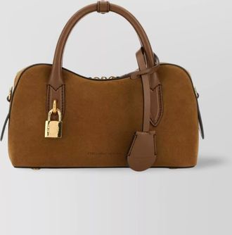 Stella McCartney suede shoulder bag with top handle and padlock detail
