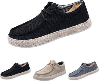 Generic Mens Casual Shoes Round Toe Corduroy Slip-On Shoes Loafers Outdoor Lightweight Comfortable Walking Shoes with Non-Slip Rubber Sole Driving Sneakers Si