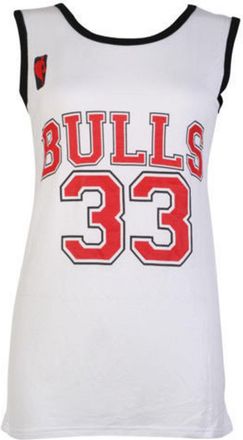 Generic Ladies Womens Bulls 33 Varsity American Basketball Jersey Vest T-Shirt TOP (M/L (UK 12/14), White)