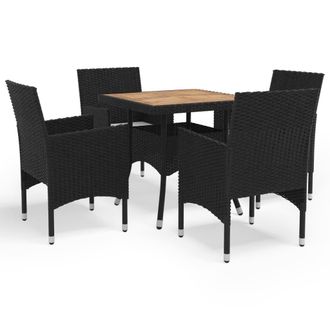 vidaXL Vidaxl - Muebles De Jard&iacute;n 5 Piezas Rat&aacute;n Sint&eacute;tico Negro Y Acacia