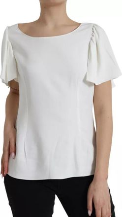 Dolce & Gabbana White Viscose Round Neck Short Sleeves Womens Top (Pre-Owned)