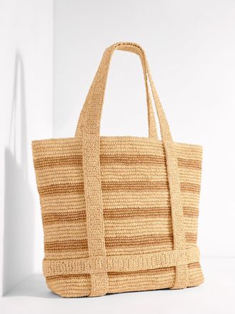 Hat Attack the Original Straw Traveler Bag - Natural/Toast Stripe - 001 Talbots