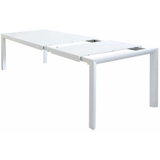 Decorspace Tavolo allungabile Sydney in alluminio telescopico dogato 225-300x100 per giardino e veranda -Bianco / Tavolo + 6 Poltrone