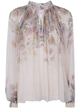 Twin-Set Plated Print Blouse