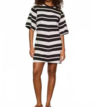 Sanctuary Ready Or Not Cinch Tee Dress In Black/white Stripe