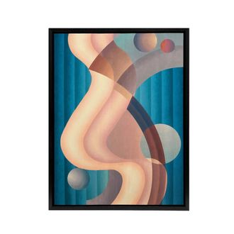 Artery8 Stuart Walker Composition No 6 Abstract Painting Framed Canvas Art | Size: W24 x H32