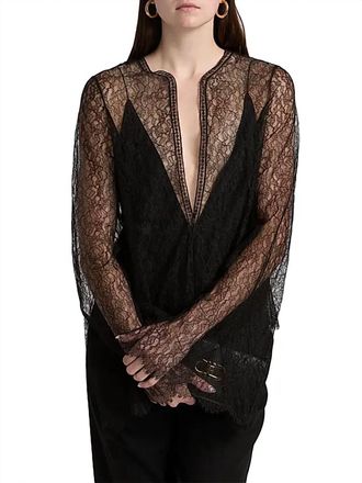 Brandon Maxwell Eloise Relax Lace Top In Black