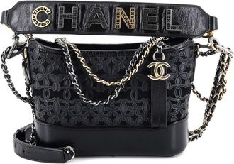Chanel Borsa a tracolla Gabrielle piccola in pelle di vitello e feltro di lana - Nero