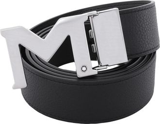 Montblanc M Buckle Black 35 mm Reversible Leather Belt