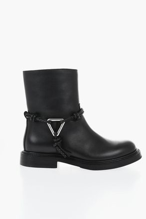 Bottega Veneta Stivaletti Biker in Pelle con Cinturino Intrecciato Bottega Veneta