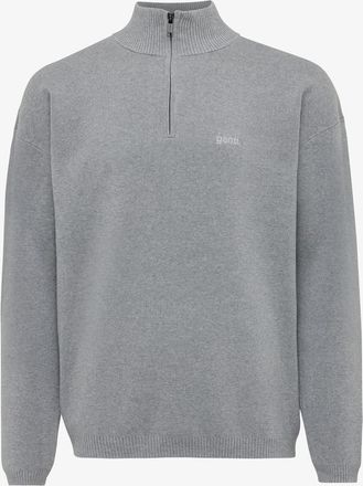 Genti Relaxed half zip lichtgrijs