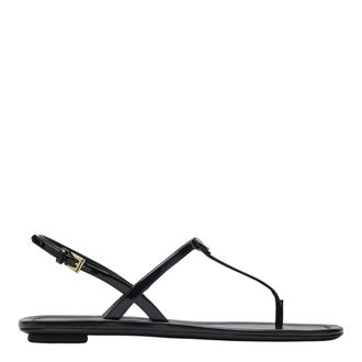 Prada Flat Sandals, female, Black, Size: 8 1/2 US Patent Leather Thong Sandal
