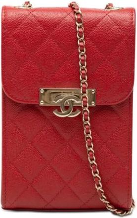 Chanel Pre-owned Mini Bags, female, Red, Size: ONE SIZE Pre-owned Phone Holder