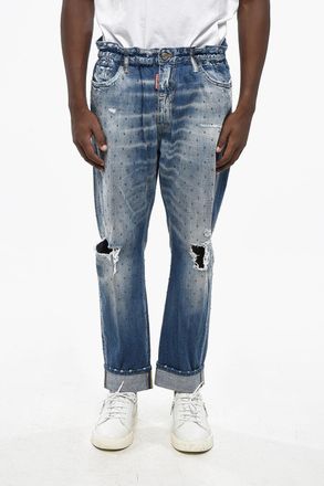 Dsquared2 Jeans BIG BROTHER Effetto Vintage con Borchie All-Over 18cm Dsquared2