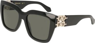 Ferragamo Butterfly Zonnebril - Dames - Zonnebrillen - Zwart - 55 MM - Accessoires