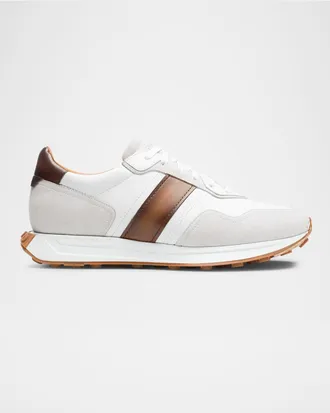 Magnanni Men & apos;s Romero II Leather and Suede Low-Top Sneakers