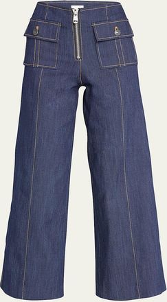 Cinq à Sept Azure Wide-Leg Stitched Pants