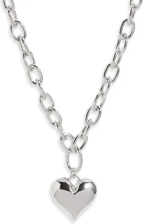 Open Edit Puffy Heart Chain Necklace in Silver at Nordstrom