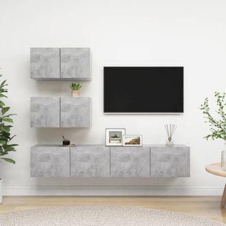vidaXL Vidaxl - Set Muebles De Sal&oacute;n Tv 7 Pzas Madera Ingenier&iacute;a Gris Hormig&oacute;n