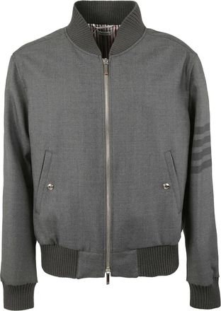 Thom Browne Bomber con dettaglio a righe - Grigio