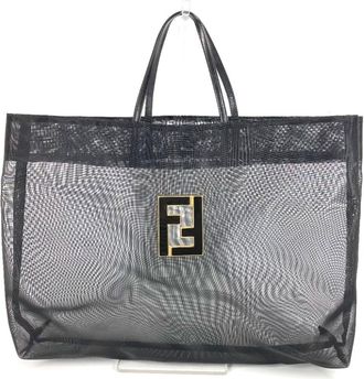 Fendi Black Mesh Nylon Handbag Tote Bag (Pre-Owned)
