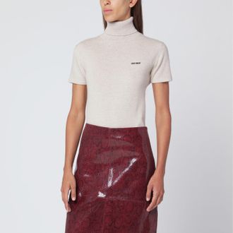 Miu Miu Maglia dolcevita color sabbia in cashmere