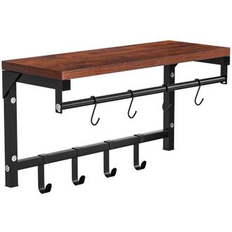 OEM Perchero De Pared - Estante De Pared Con 8 Ganchos, Estante Colgante Con Barra Met&aacute;lica, Estilo Industrial - Rw Coat Rack -crezuo