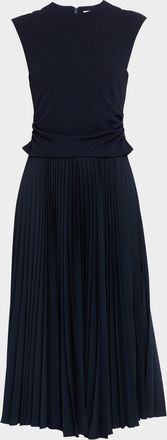 Tanya Taylor Carly Sleeveless Pleated Midi Dress