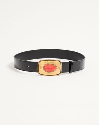 Valentino Garavani Cintura Gaudium Valentino Garavani in Vitello Lucido 40 mm Uomo NERO 085