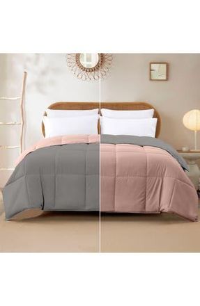 Modern Threads Down Alternative Reversible Comforter in Charcoal/misty Rose at Nordstrom Rack, Size Queen