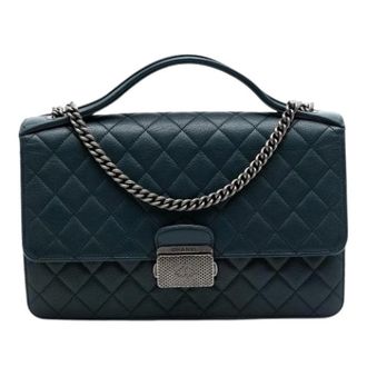 Chanel Pre-owned Vintage Quilted Flap Shoulder Bag - Dames - Pre-owned - Groen - Maat: ONE Size Leer