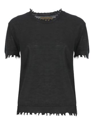 Uma Wang frayed-edge cashmere top - Black