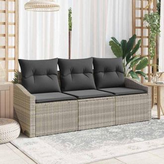 vidaXL Set Divano da Giardino 3 pcs Grigio chiaro Poly Rattan - Vidaxl