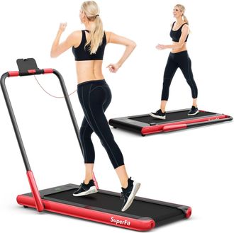 Costway 2 En 1 Cinta De Correr Plegable, Cinta De Correr 1-12.0km/h Con App Y Mando A Distancia, Soporte Para Tel&eacute;fono, Pantalla Led Y Altavoz, M&aacute;quina De Cor