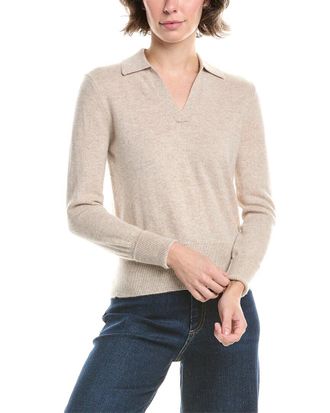 Forté Cashmere Fitted Cashmere Polo Sweater