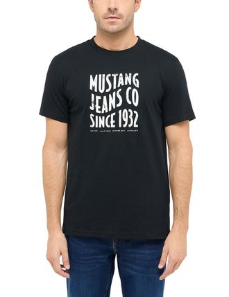 Mustang Kurzarmshirt MUSTANG Style Austin, Herren, Gr. XXL, schwarz, Jersey, Obermaterial: 100% Baumwolle, bedruckt, normal h&uuml;ftbedeckend, Rundhals, Shirts Ku