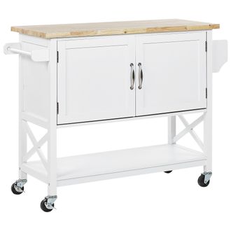 Beliani Beliani - Carrito De Cocina Blanco Madera Clara Mdf Estante Armario Almacenaje Ruedas Mele