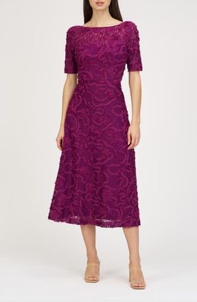 JS Collections Jenni Floral Lace Cocktail Midi Dress in Plum Caspia at Nordstrom, Size 14