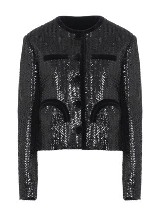 Blaz&eacute; Milano All About You Shamo Black Sequined Cropped Blazer