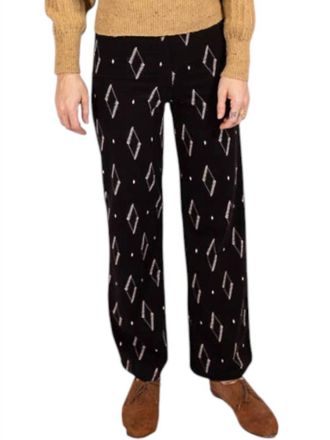 Mata Traders Fold Over Bootcut Pants In Diamond Vine Black