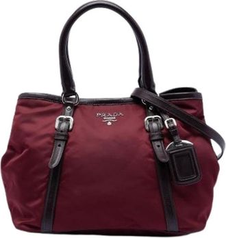 Prada Pre-owned Handbags, female, Red, Size: ONE SIZE Pre-owned Nylon Satchel