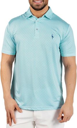 Tailorbyrd Geometric Floral Print Performance Polo in Spearmint at Nordstrom Rack, Size Xx-Large
