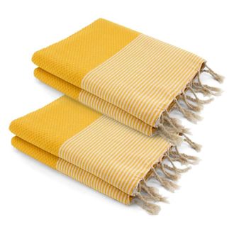 Febronie Juego de 2 foutas xxl algod&oacute;n 200x200 amarillo azafr&aacute;n