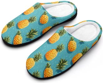 Generic Pineapple Mens House Slippers Memory Foam Washable Cotton Slip on Home Shoes