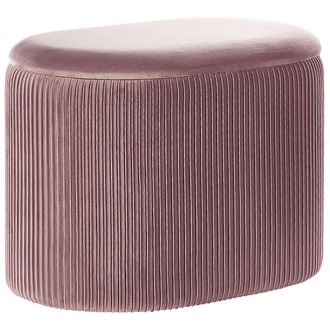 Beliani Beliani - Puf De Terciopelo Rosa Almacenaje Reposapi&eacute;s Glamour Sala De Estar Dormitorio Richland